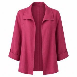 TALBOTS Woman 3X Pure Irish Linen Pink Open Front Blazer Jacket Workwear